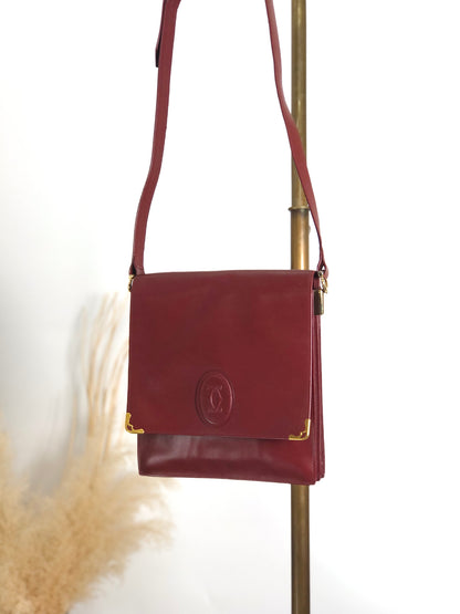 Cartier Logo Embossed Shoulder bag Bordeaux Vintage cwptvj