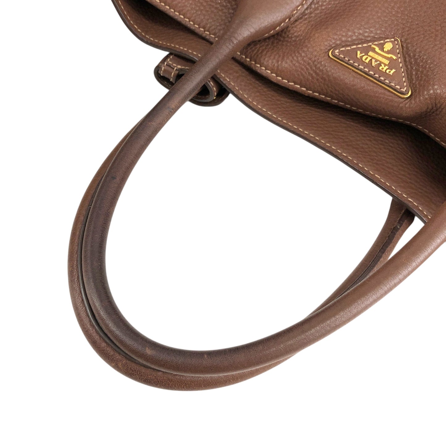 PRADA Triangle Logo Two-way Handbag Shoulder bag Brown Vintage eh2tjx