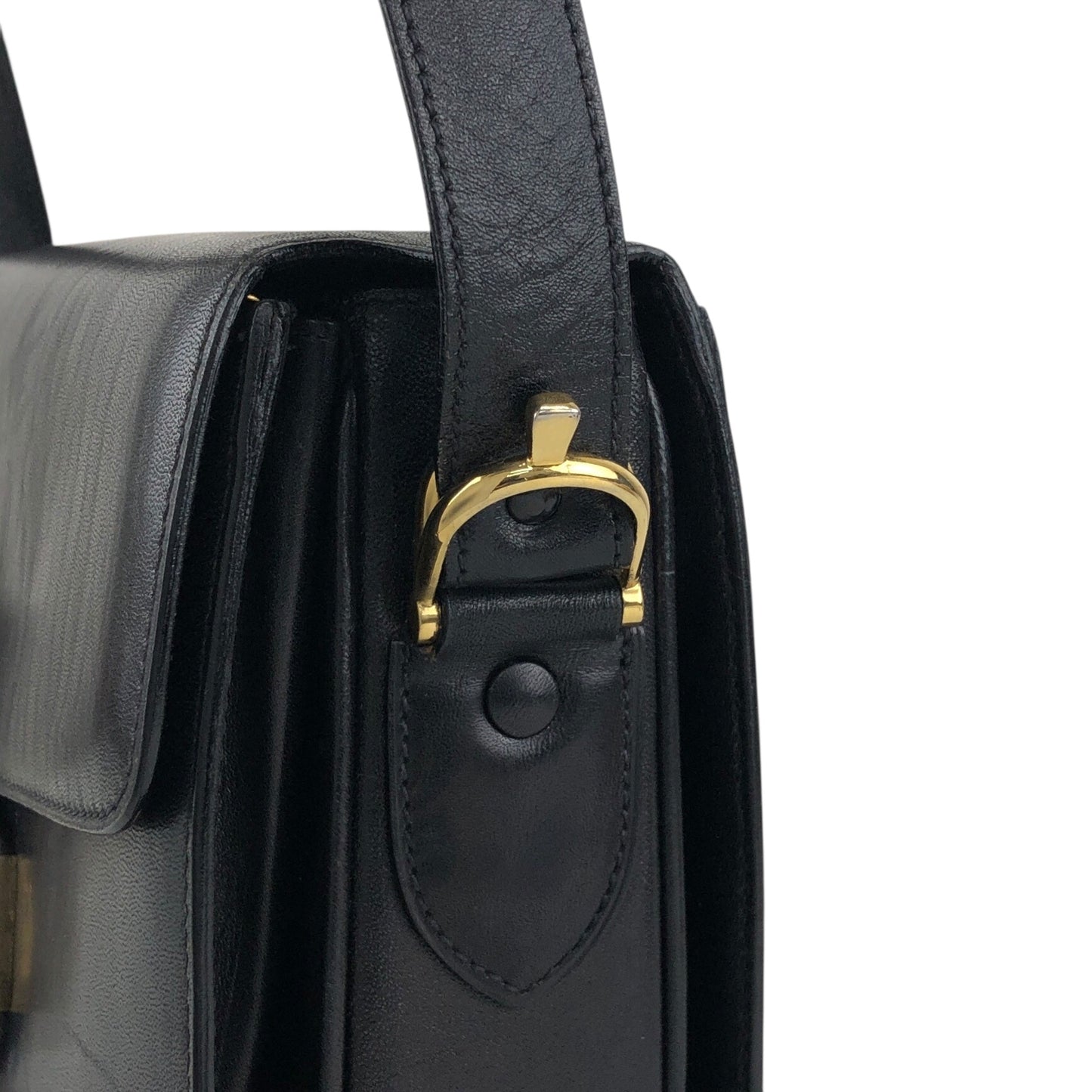 CELINE Horse Carriage Crossbody Shoulder bag Black Vintage mimnwz