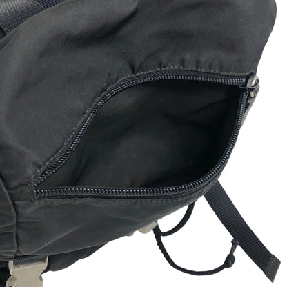 PRADA Tessuto Triangle Logo Front Buckle Backpack Black Vintage 2mkph6