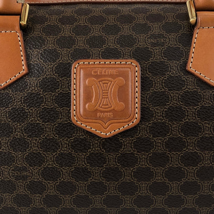 CELINE Macadam Blason Two-way Small Boston bag Shoulder bag Brown Vintage haxmcm