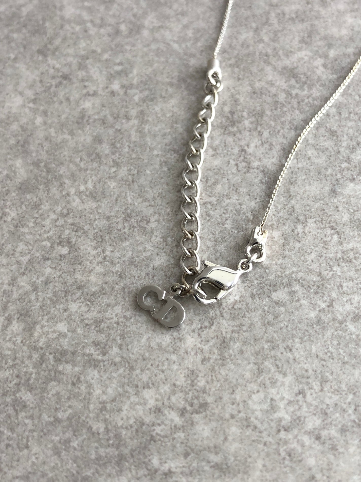 Christian Dior Logo Charm Necklace Silver Vintage i4rp6r