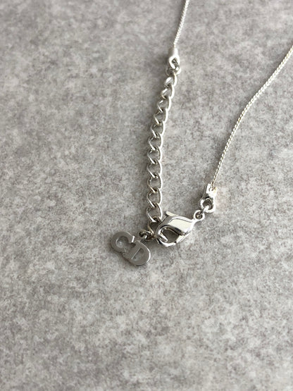 Christian Dior Logo Charm Necklace Silver Vintage i4rp6r