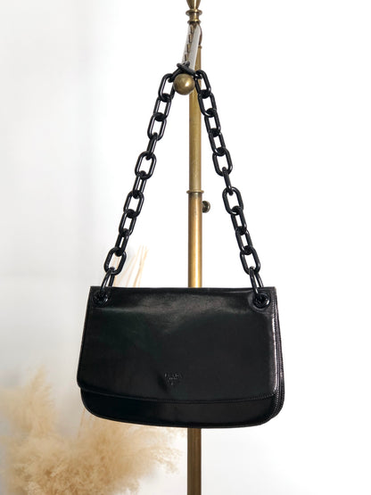 PRADA Logo Chain Shoulder bag Black Vintage vksien