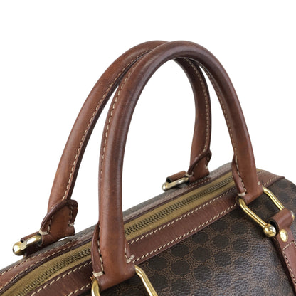 CELINE Macadam Blason Small Boston bag Handbag Brown Vintage ezay86