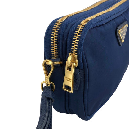 PRADA 三角形標誌雙向小手提包單肩包藍色復古 wa4xz3