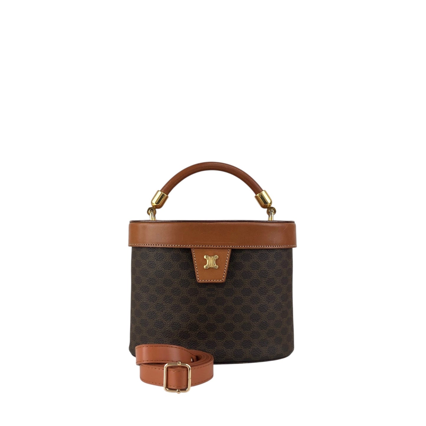 CELINE Macadam Triomphe Two-way Shoulder bag Vanity bag Brown Vintage tbvwcr