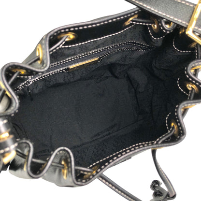 Yves Saint Laurent YSL Logo Stitch Drawstring Shoulder bag Black Vintage 2my7rj