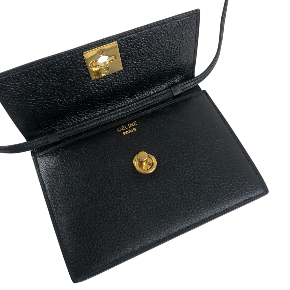CELINE Gancini Shoulder bag Black Vintage 5hj33y