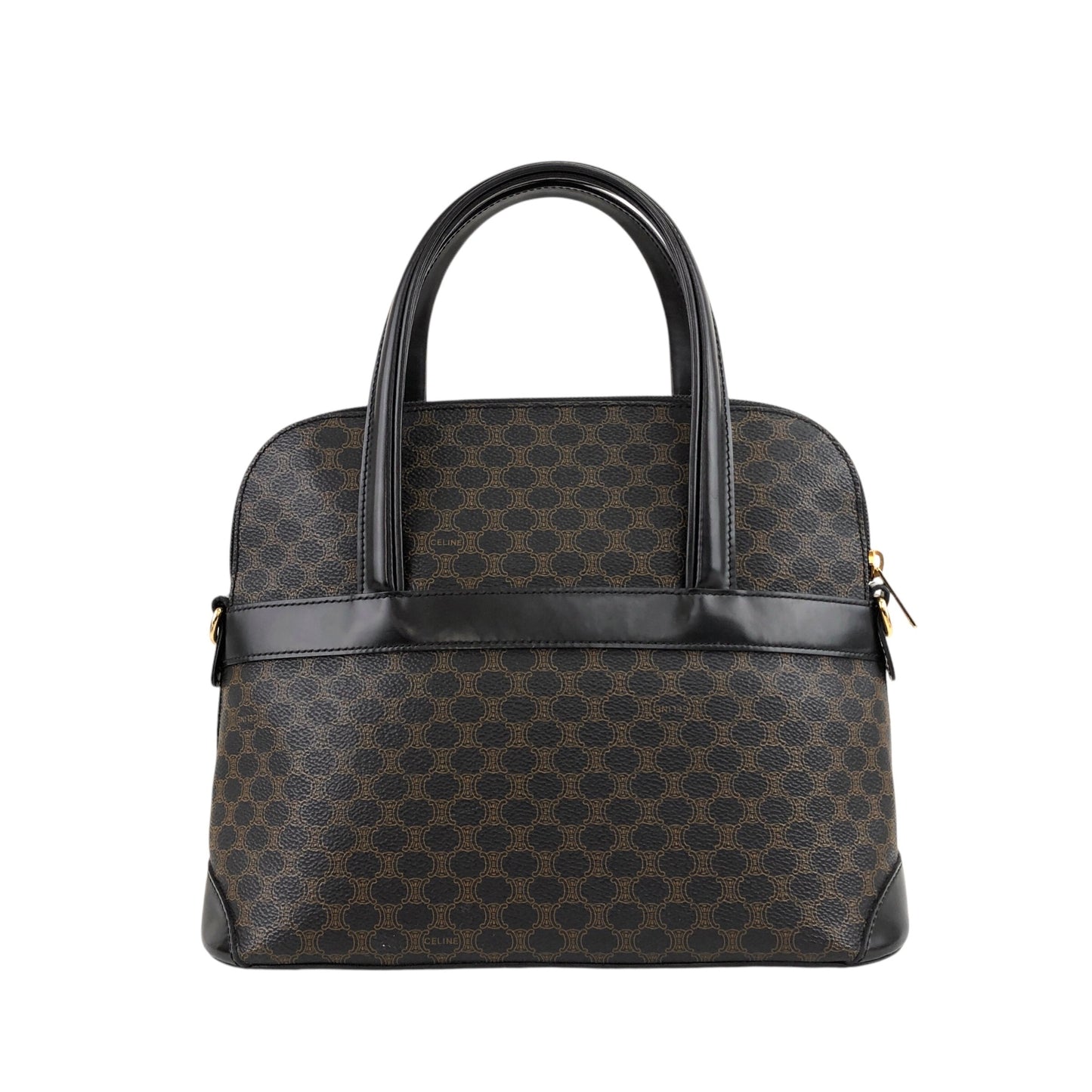 CELINE Macadam Two-way Handbag Shoulder bag Black Vintage ieb3mk