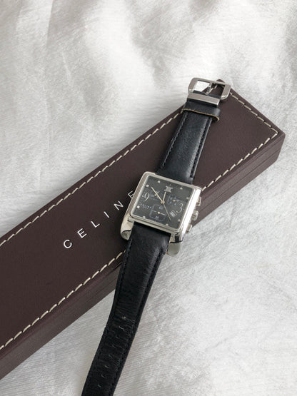 CELINE Blason Quartz Watch Black Vintage yvw3tu