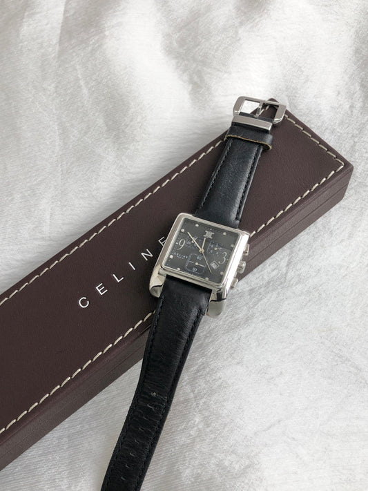 CELINE Blason Quartz Watch Black Vintage yvw3tu