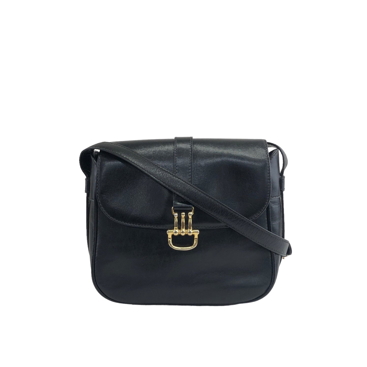 CELINE Horse Bit Shoulder bag Black Vintage essf4n