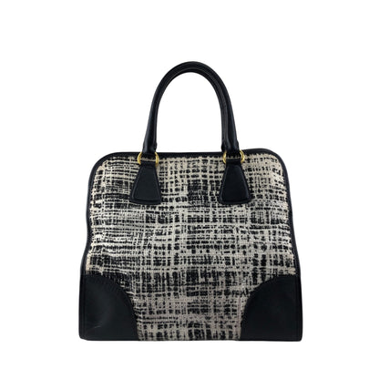 PRADA Triangle Logo Handbag White×Black Vintage xpzwfz