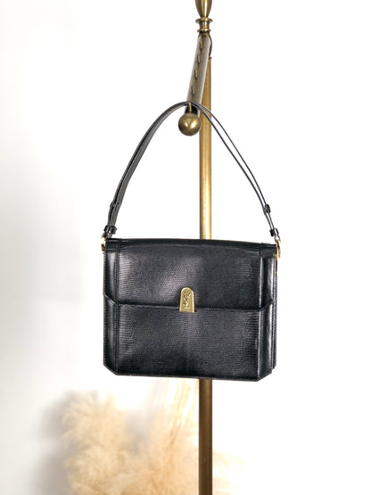 Yves Saint Laurent YSL Logo Handbag Shoulder bag Black Vintage 5nbvi3