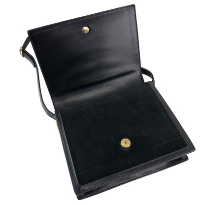 GUCCI Sherry Line Horse Bit Shoulder bag Black Vintage serjt6