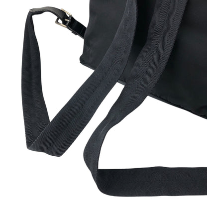 PRADA Tessuto Triangle Logo Double Pocket  Backpack Black Vintage 3pvjac