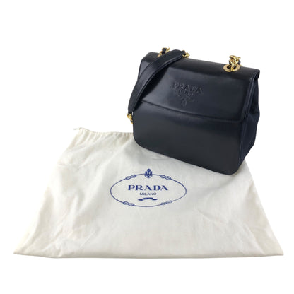 PRADA Logo Chain houlder bag Black Vintage 8snhrv