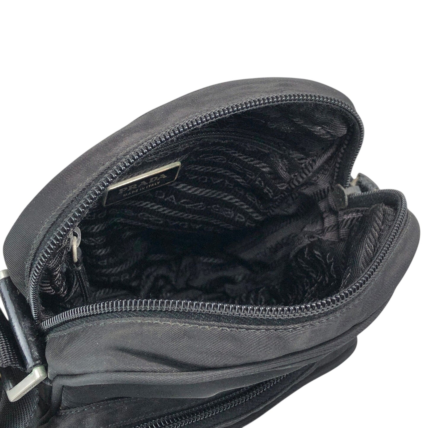 PRADA Tessuto Triangle Logo Small Shoulder bag Black Vintage 2vvf25