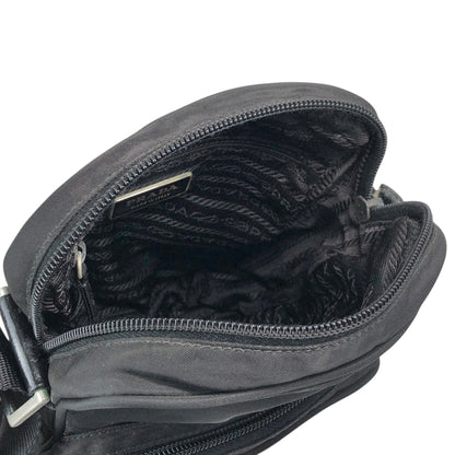 PRADA Tessuto Triangle Logo Small Shoulder bag Black Vintage 2vvf25