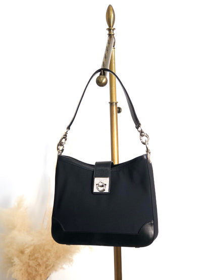 CELINE Gancini Shoulder bag Black Vintage 4cxdup