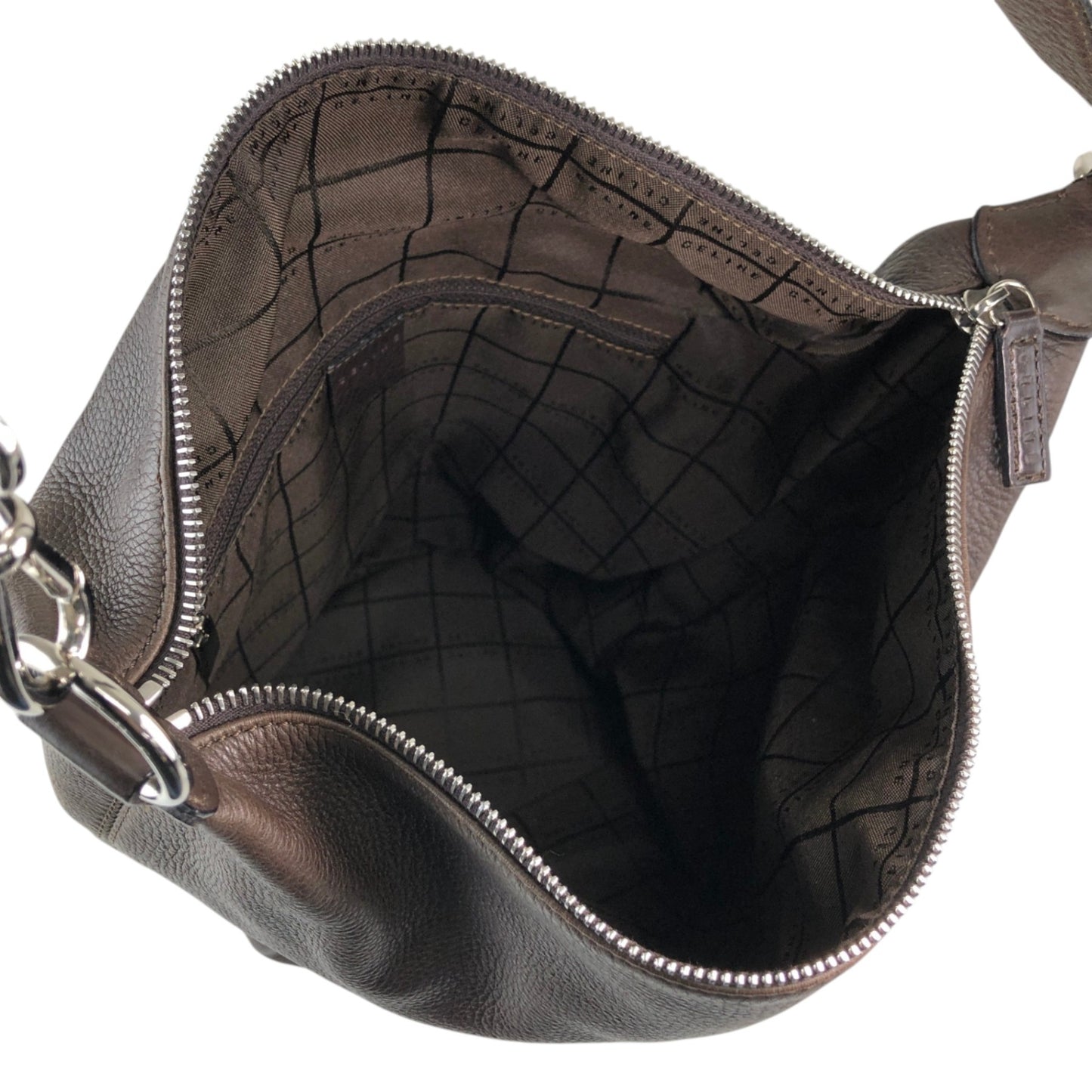 CELINE Blason Logo Embossed Shoulder bag Brown Vintage n78r2a