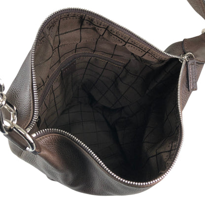 CELINE Blason Logo Embossed Shoulder bag Brown Vintage n78r2a
