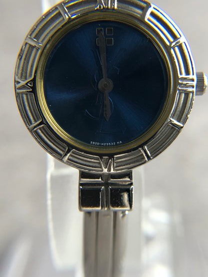 Yves Saint Laurent YSL Logo Quartz Watch Silver 6031-G11246TA Vintage 3z4kad