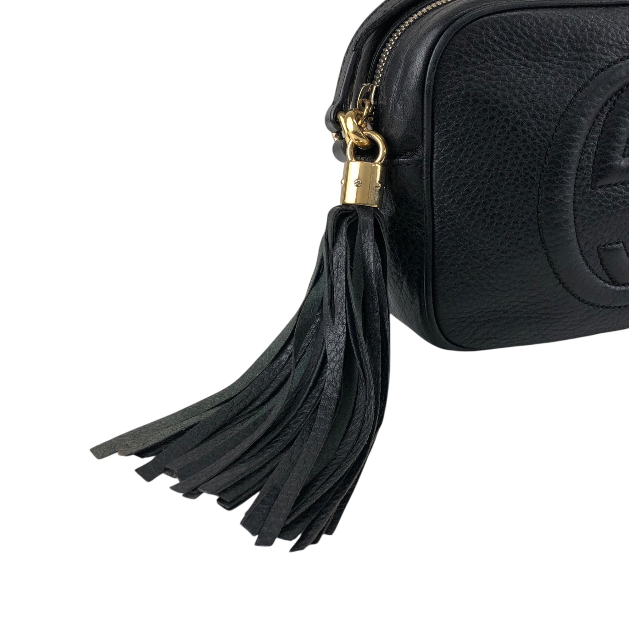 GUCCI Interlocking Tassel Crossbody Shoulder bag Black Vintage