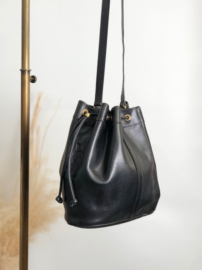 Yves Saint Laurent Drawstring Shoulder bag Black Vintage upwttg