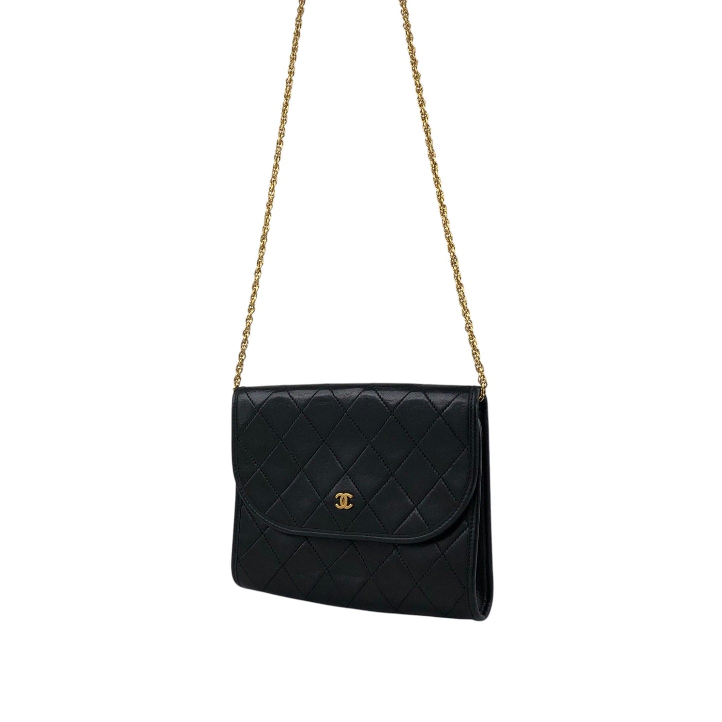 CHANEL Matelasse Coco Mark Chain Shoulder bag Black Vintage i2yavv