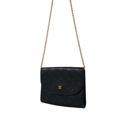 CHANEL Matelasse Coco Mark Chain Shoulder bag Black Vintage i2yavv