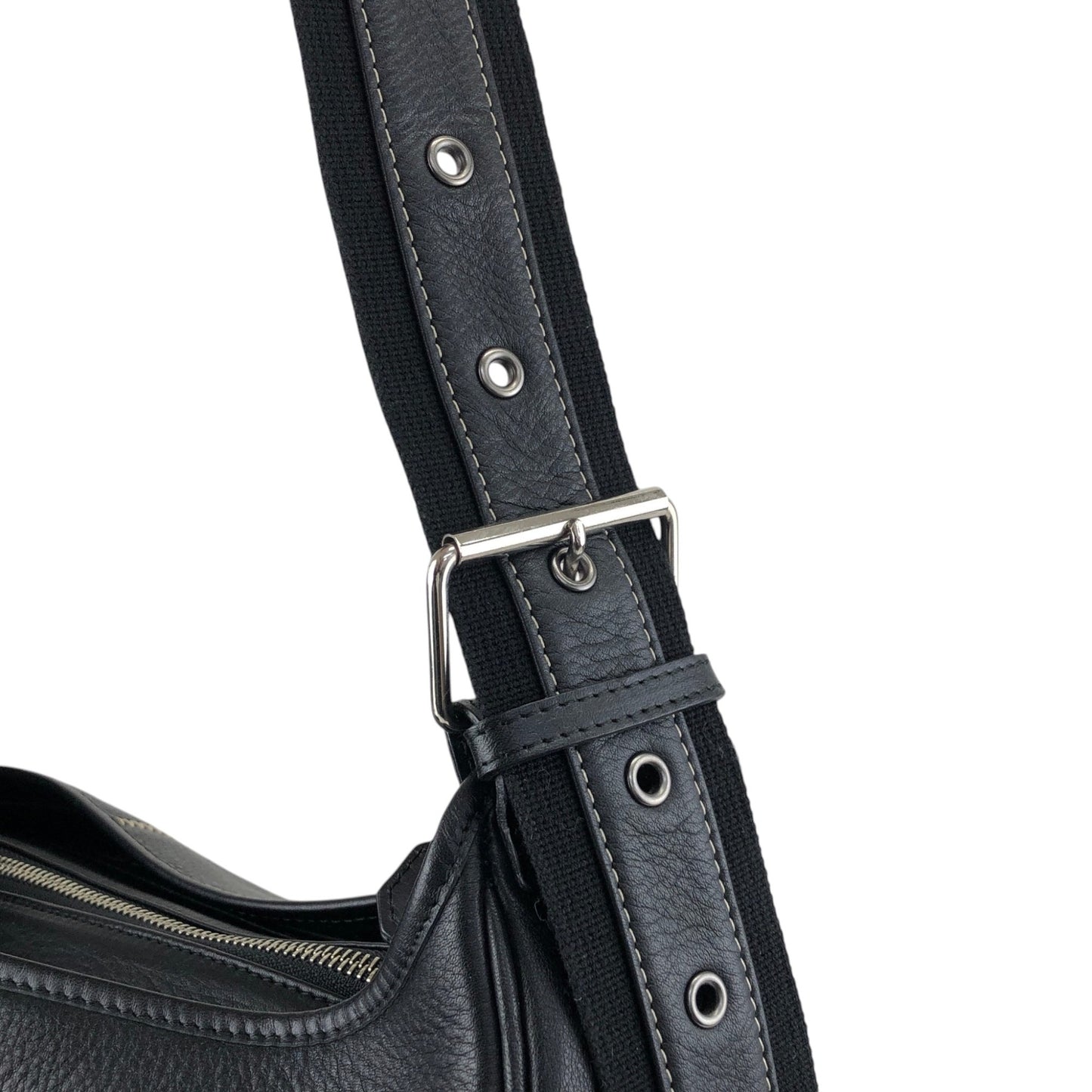 BURBERRY Front Buckle Shoulder bag Black Vintage tpmx3y