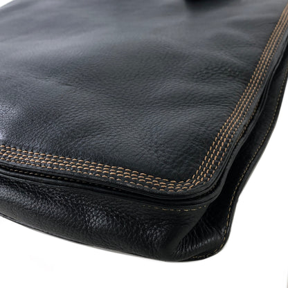 LOEWE Logo Ostrich Leather Shoulder bag Black Vintage hgaig4