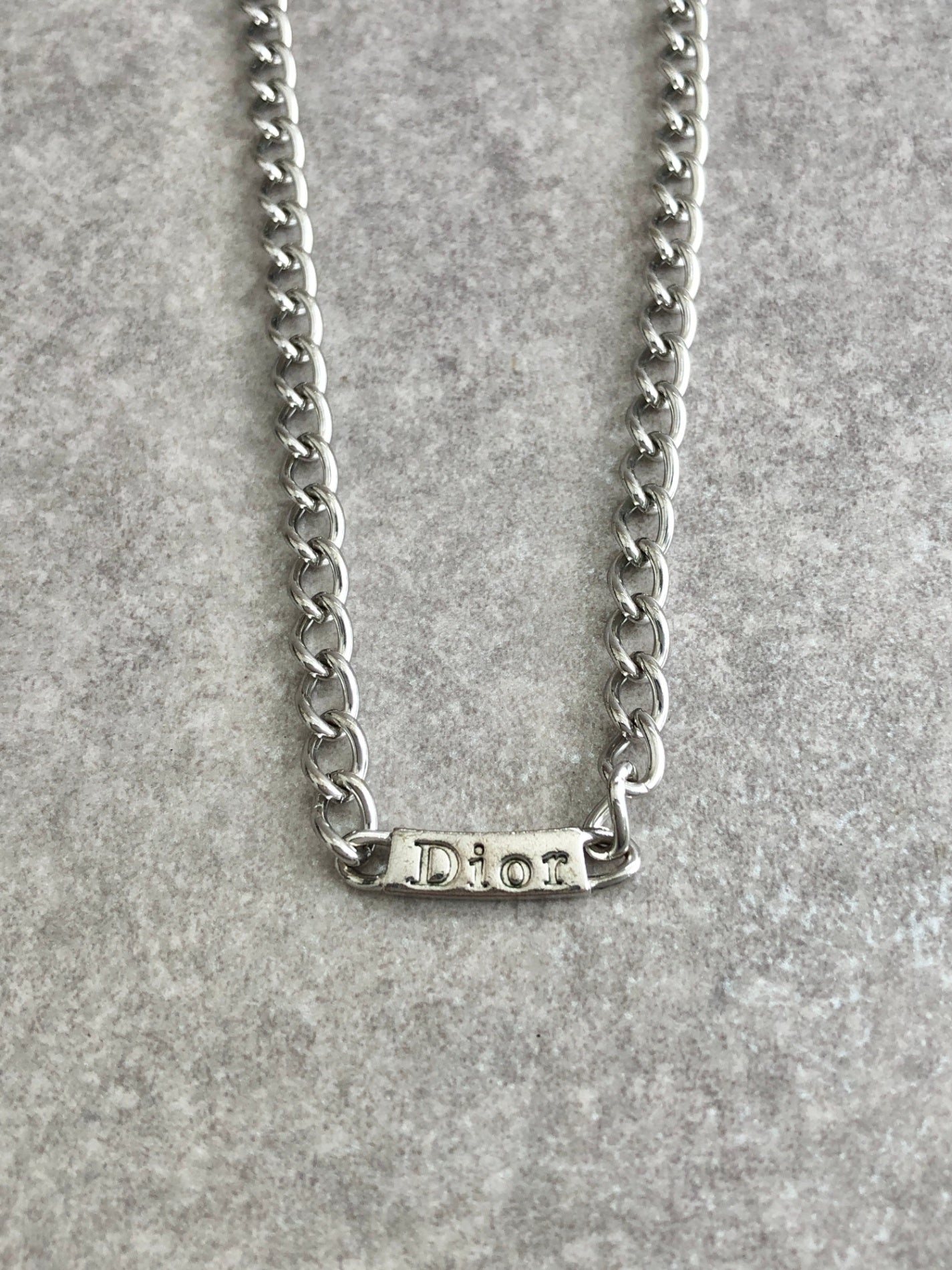 Christian Dior Logo Necklace Silver Vintage bbrkni