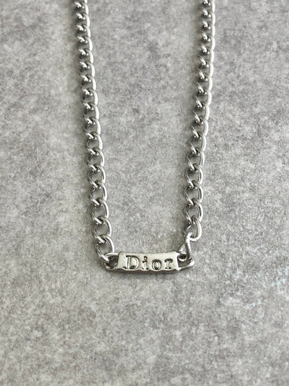 Christian Dior Logo Necklace Silver Vintage bbrkni