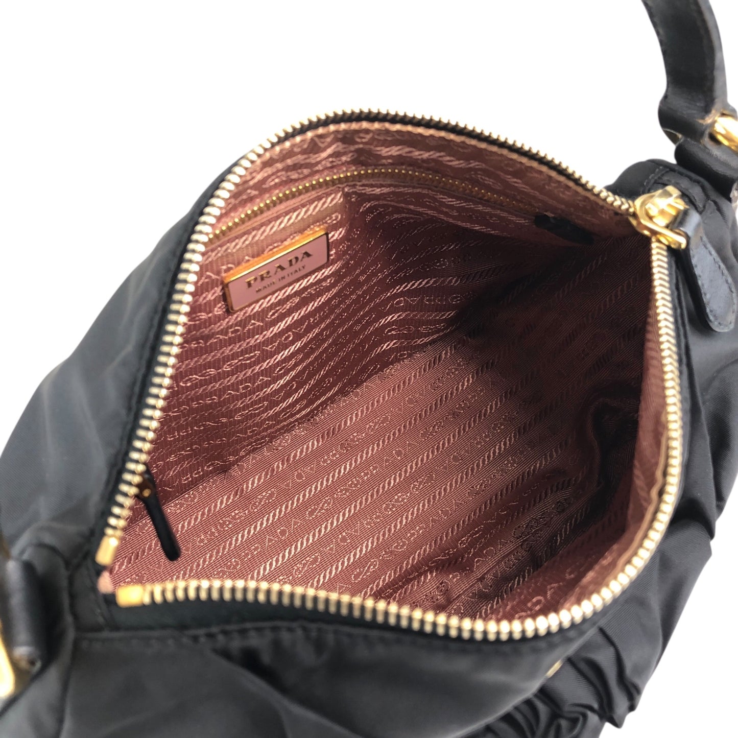 PRADA Logo Ribbon Motif Two-way Handbag Shoulder bag Black Vintage 33v85k