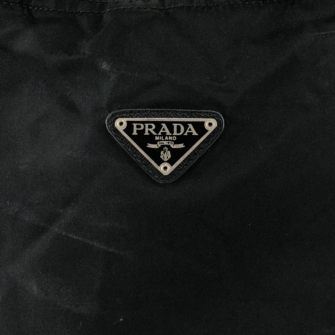 PRADA Tessuto Triangle Logo Totebag Black Vintage 4zvity