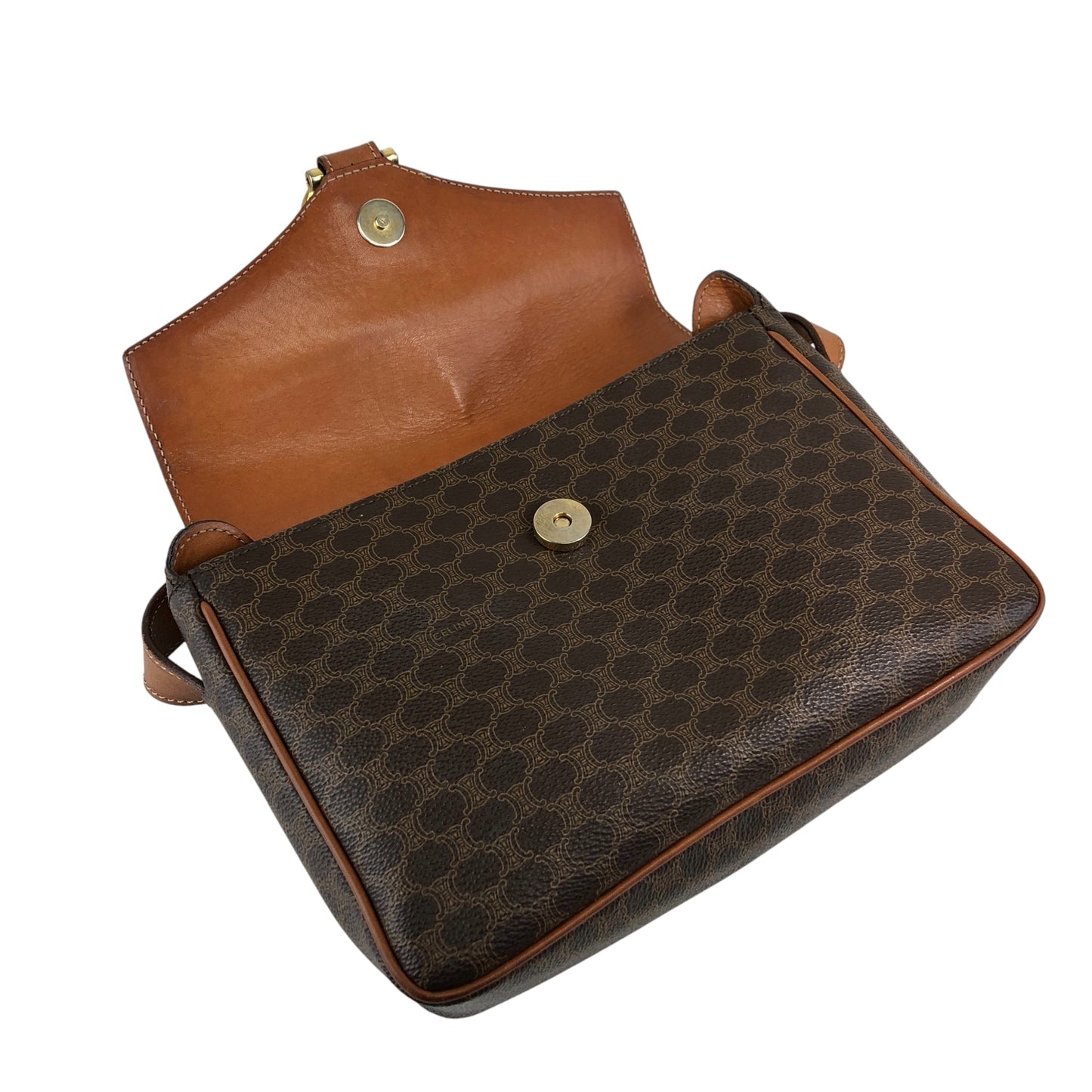 CELINE Macadam Horseshoe Shoulder bag Brown Vintage uuau5i