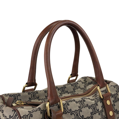 CELINE Blason Small Boston bag Handbag Beige Vintage ypu3vy