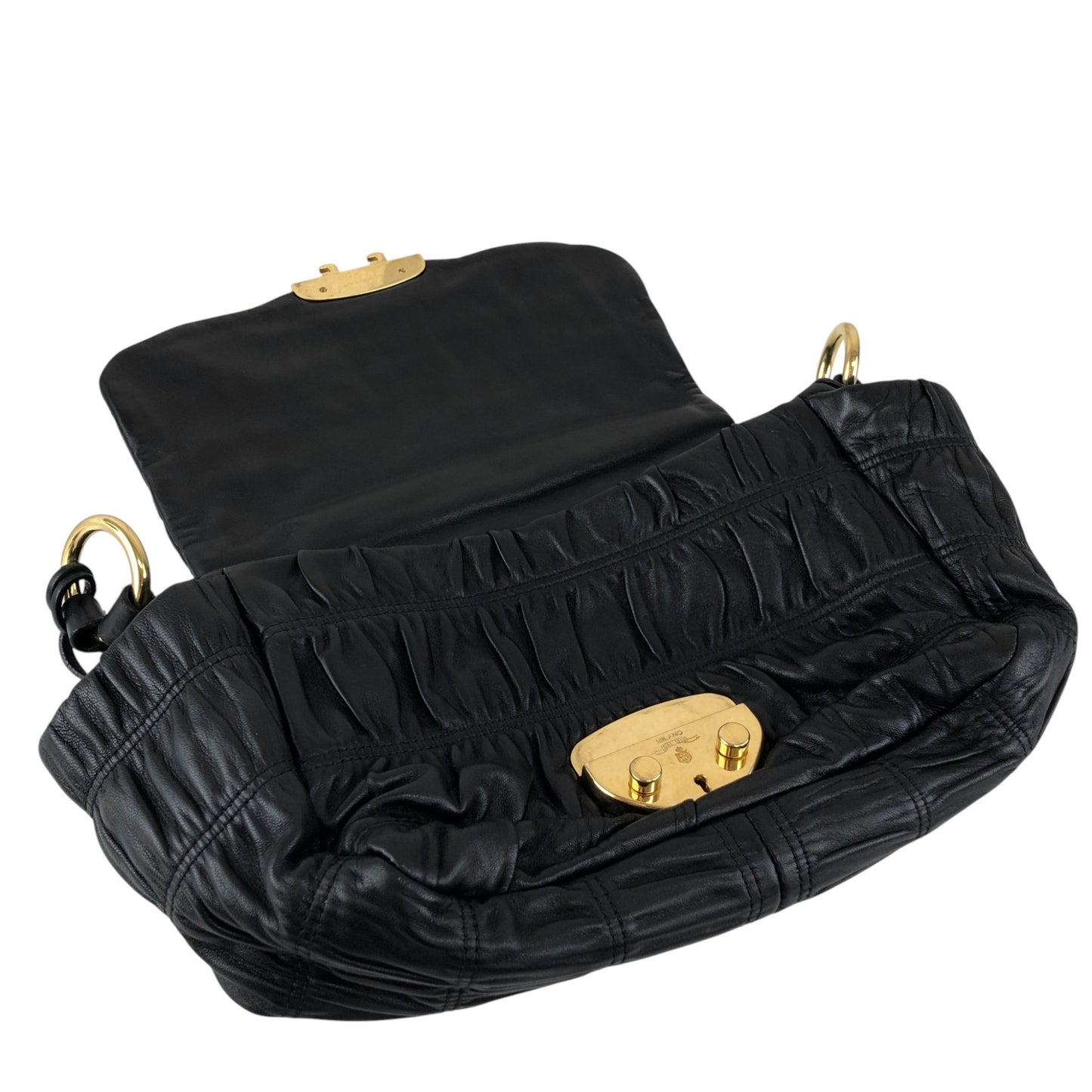 PRADA Logo Front Lock Two-way Handbag Shoulder bag Black Vintage zdrec3