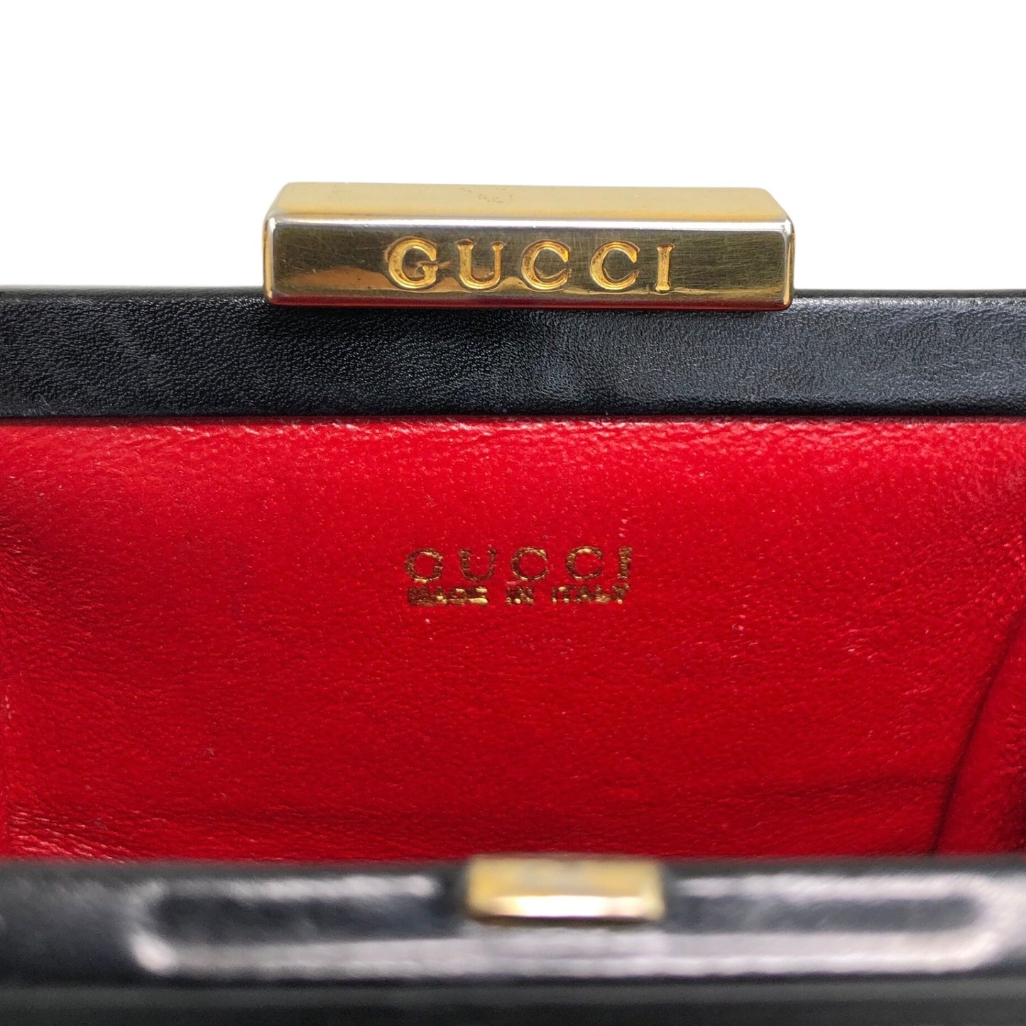 GUCCI Logo Metal Clasp Small Shoulder bag Black Vintage cepe4m