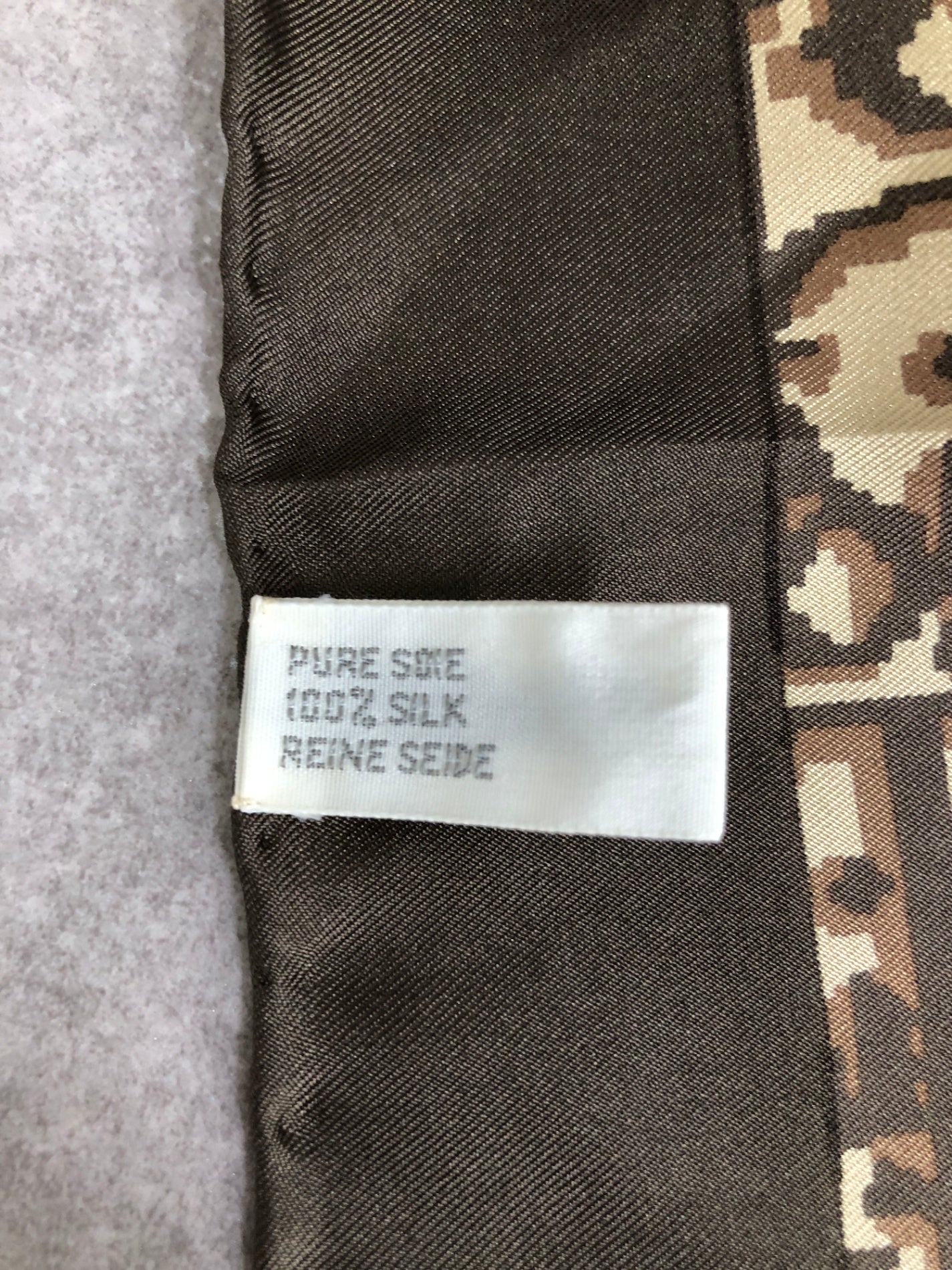 Christian Dior Trotter Silk100% Scarf Brown Vintage 3y2n2t