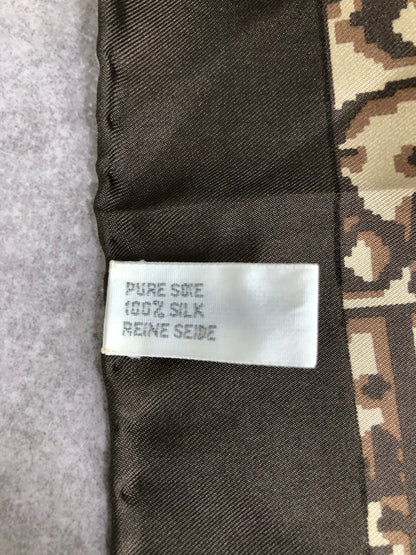 Christian Dior Trotter Silk100% Scarf Brown Vintage 3y2n2t