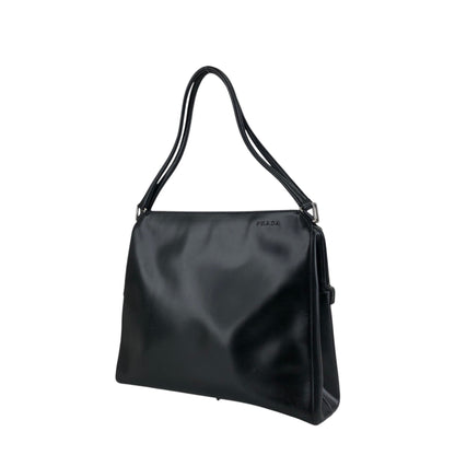 PRADA Logo Embossed Shoulder bag Black T4Q8CGH Vintage duepcf