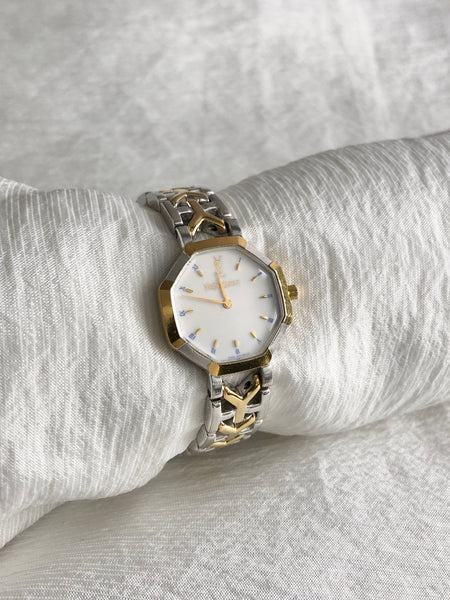 Yves Saint Laurent YSL Logo Quartz Watch Silver×Gold 2200-226313