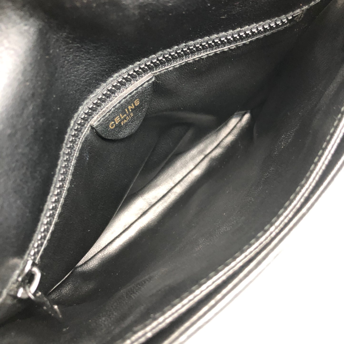 CELINE Triomphe Stitch Chain Shoulder bag Black Vintage 8u4mtc