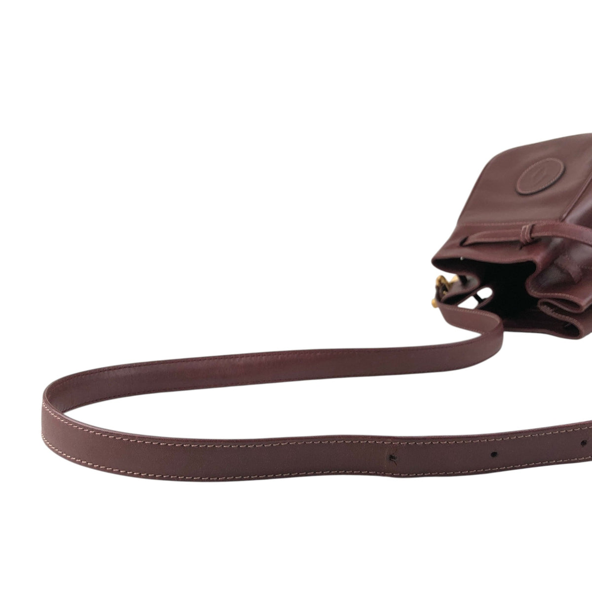 Cartier Logo Embossed Drawstring Shoulder bag Bordeaux Vintage r3iyaj