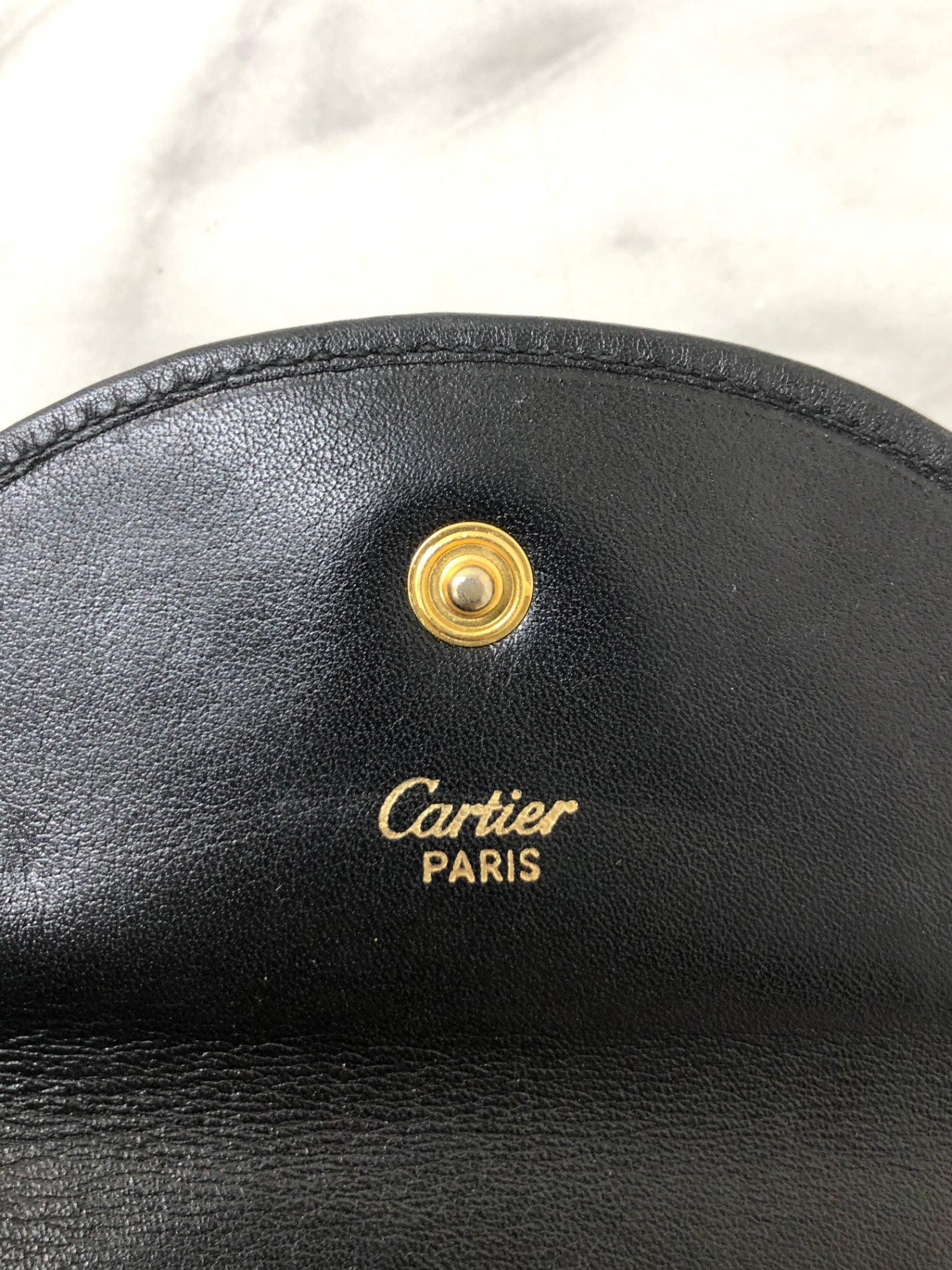 Cartier Leather Coin Purse Black Vintage xiyugj