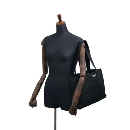 PRADA Tessuto Triangle Logo Totebag Black Vintage fhex45